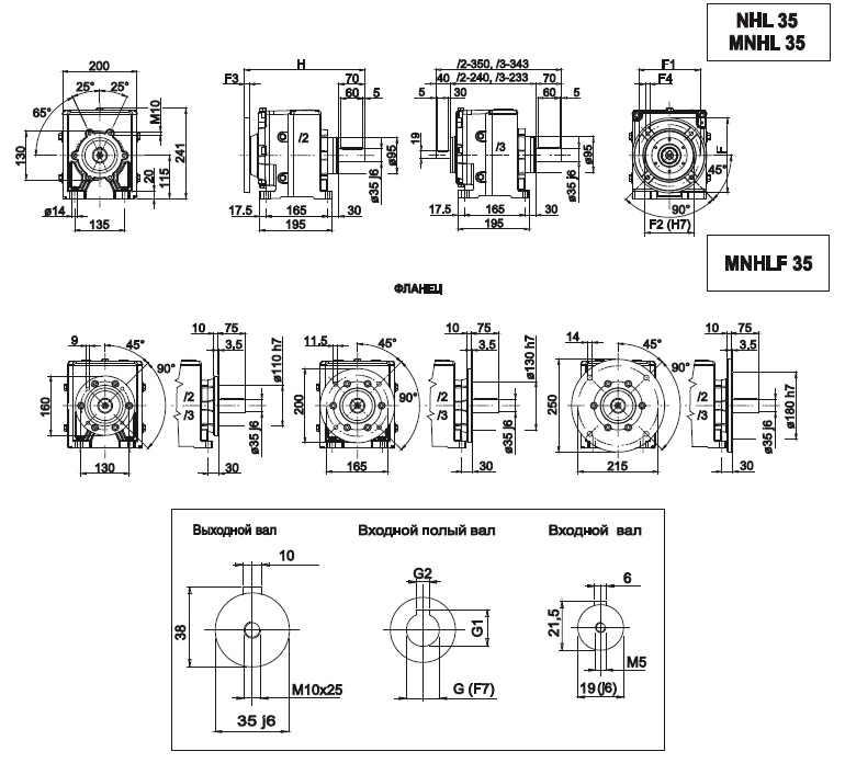 Габаритно-присоединительные размеры MNHL 35